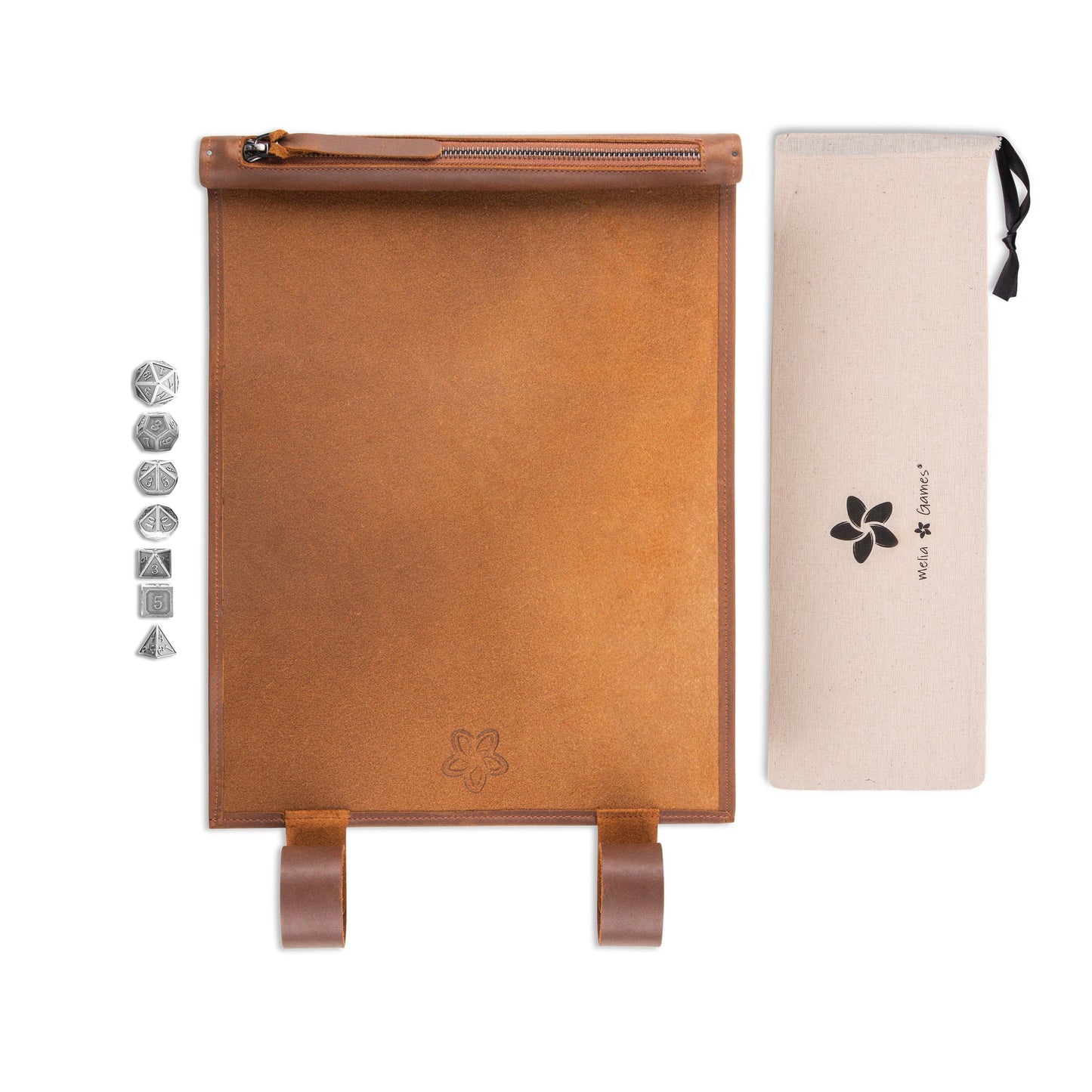 Roll Up RPG Dice Mat including Iron metal set - Pure Black