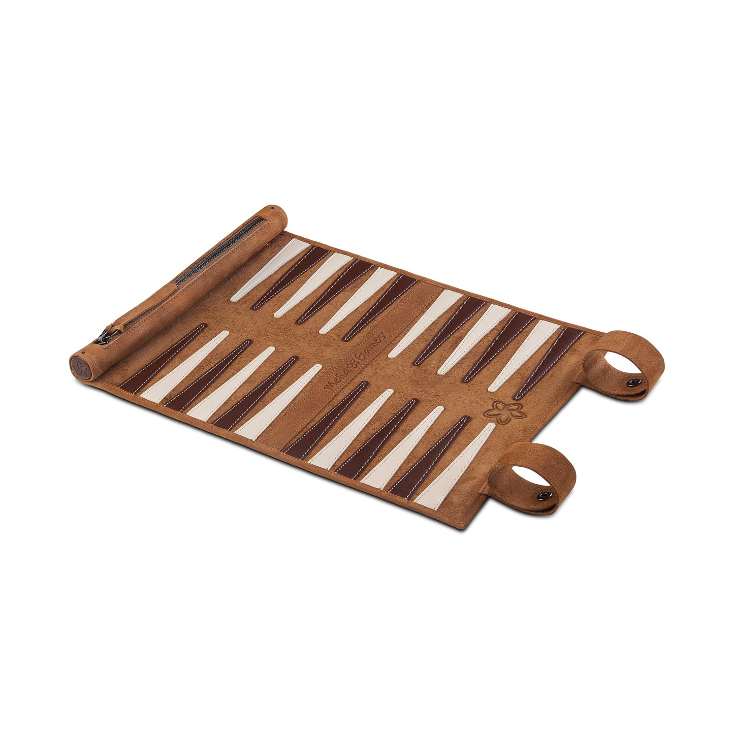 Roll up Leather Backgammon Set - Whiskey - Travel