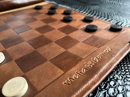 Roll Up Leather Checkers Set