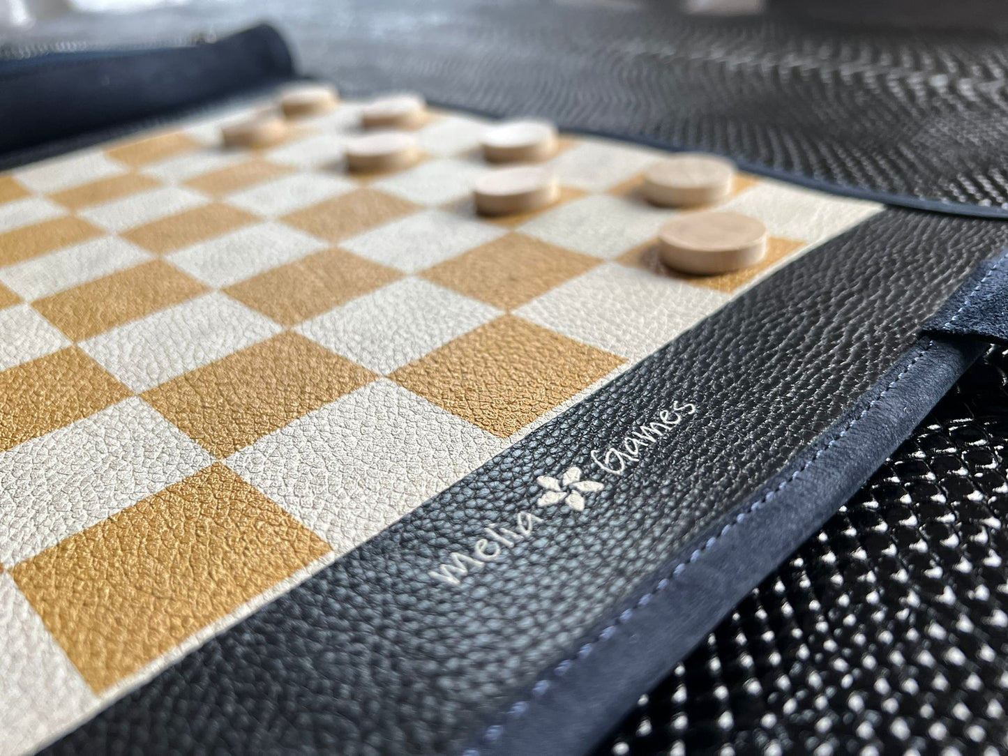 Roll Up Leather Checkers Set