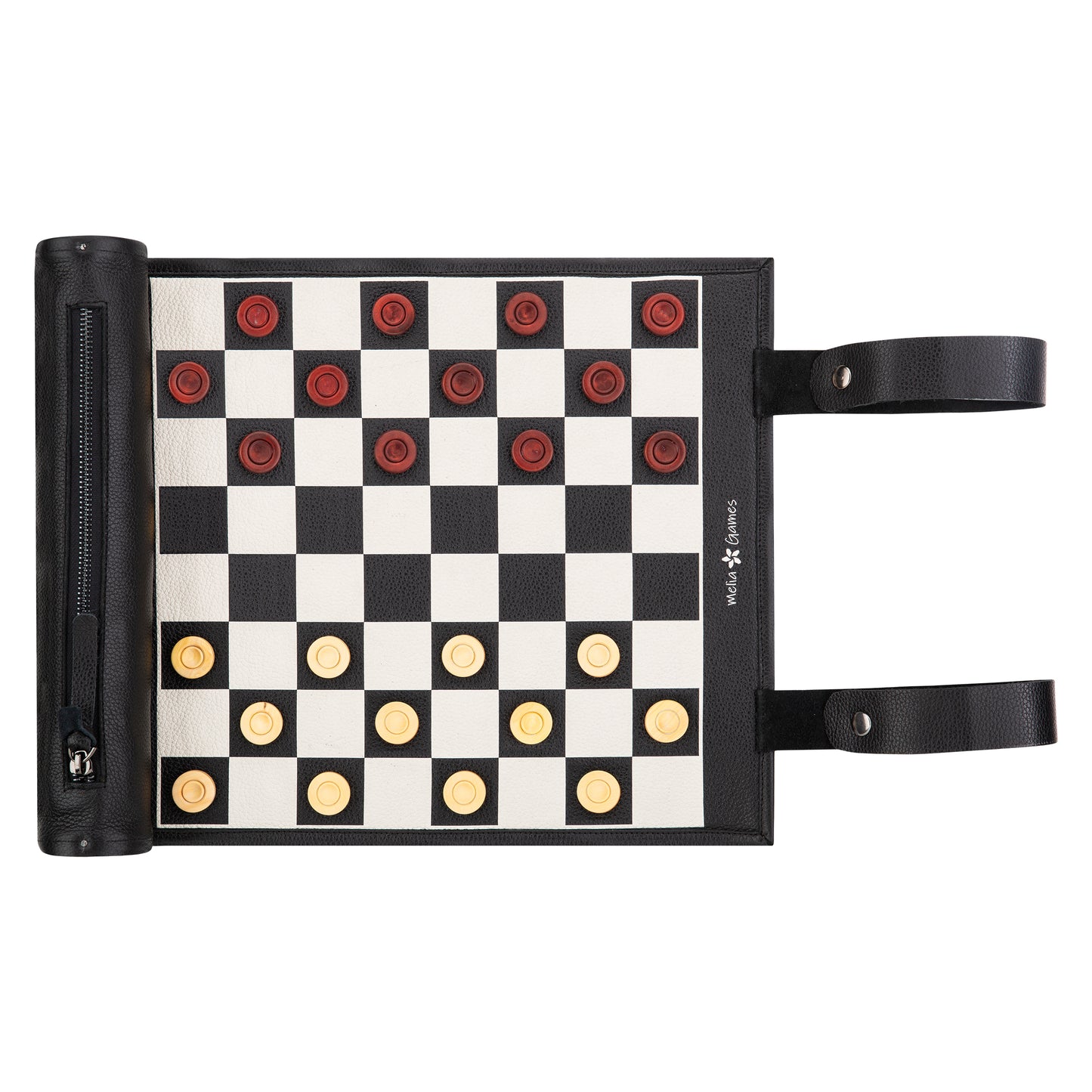 Roll Up Leather Checkers Set