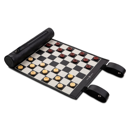 Roll Up Leather Checkers Set