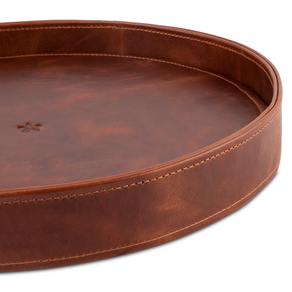 Full Leather Tray - Round Tablet