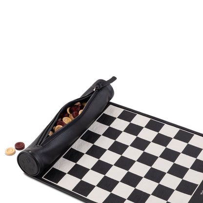 Roll Up Leather Checkers Set