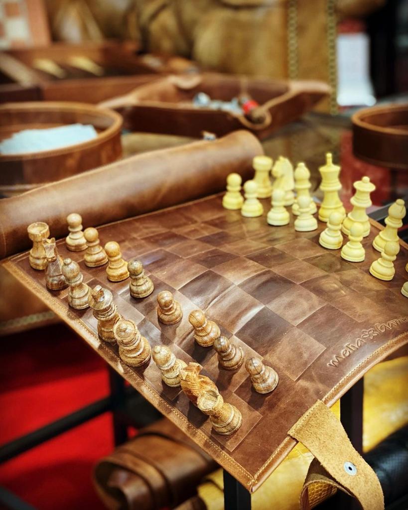 Leather chess board discount