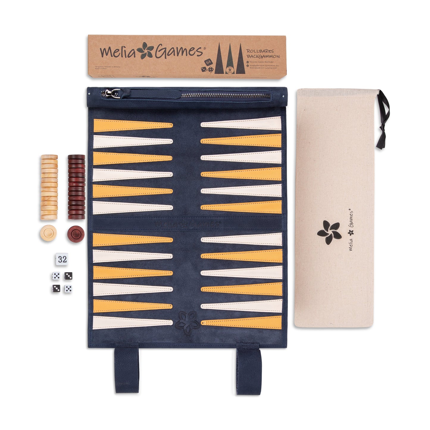 Roll up Leather Backgammon Set - Canarias - Travel