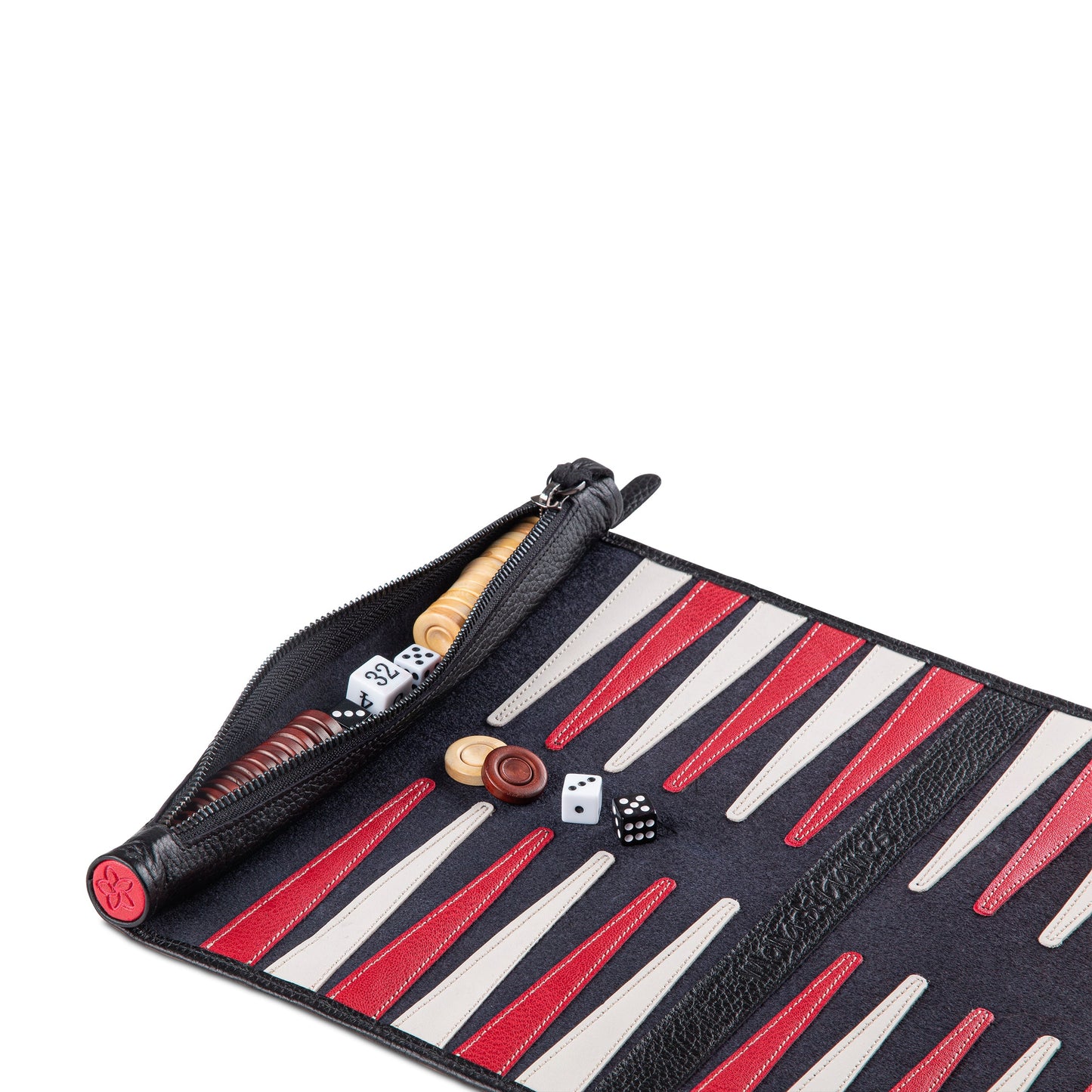 Roll up Leather Backgammon Set - Black Buffalo - Travel