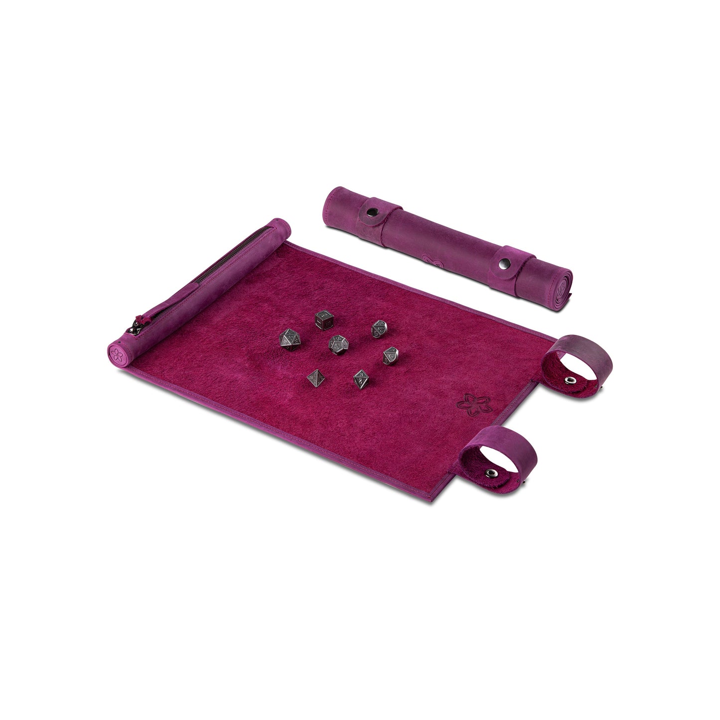 Roll Up RPG Dice Mat including Iron metal set - Purple