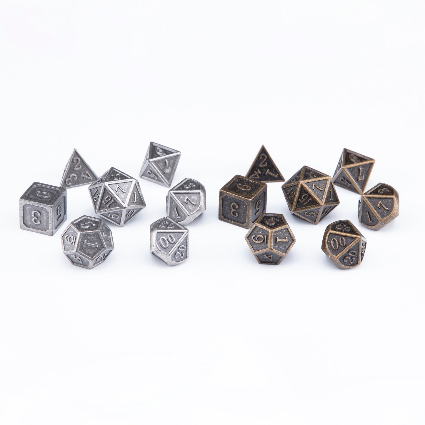 Roll Up RPG Dice Mat including Iron + Bronze metal set - Tobacco