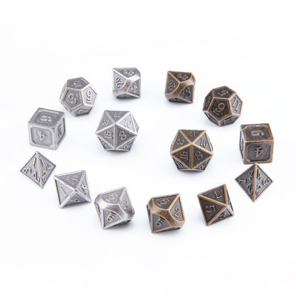 Roll Up RPG Dice Mat including Iron + Bronze metal set - Tobacco