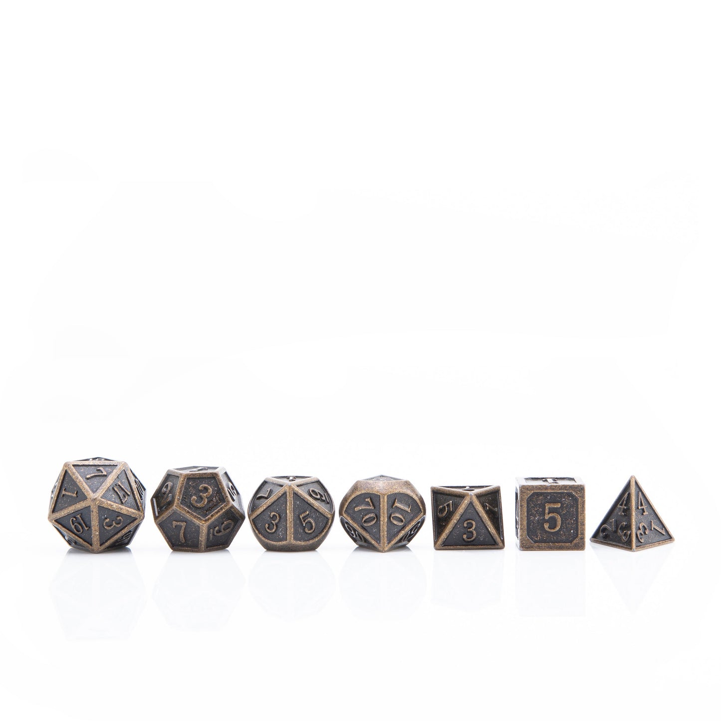 Roll Up RPG Dice Mat including Bronze metal set - Tobacco