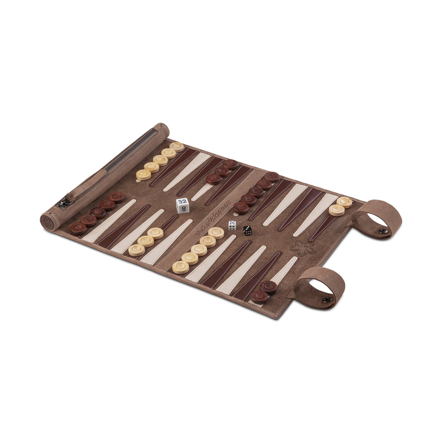 Roll up Leather Backgammon Set - Purpur - Travel