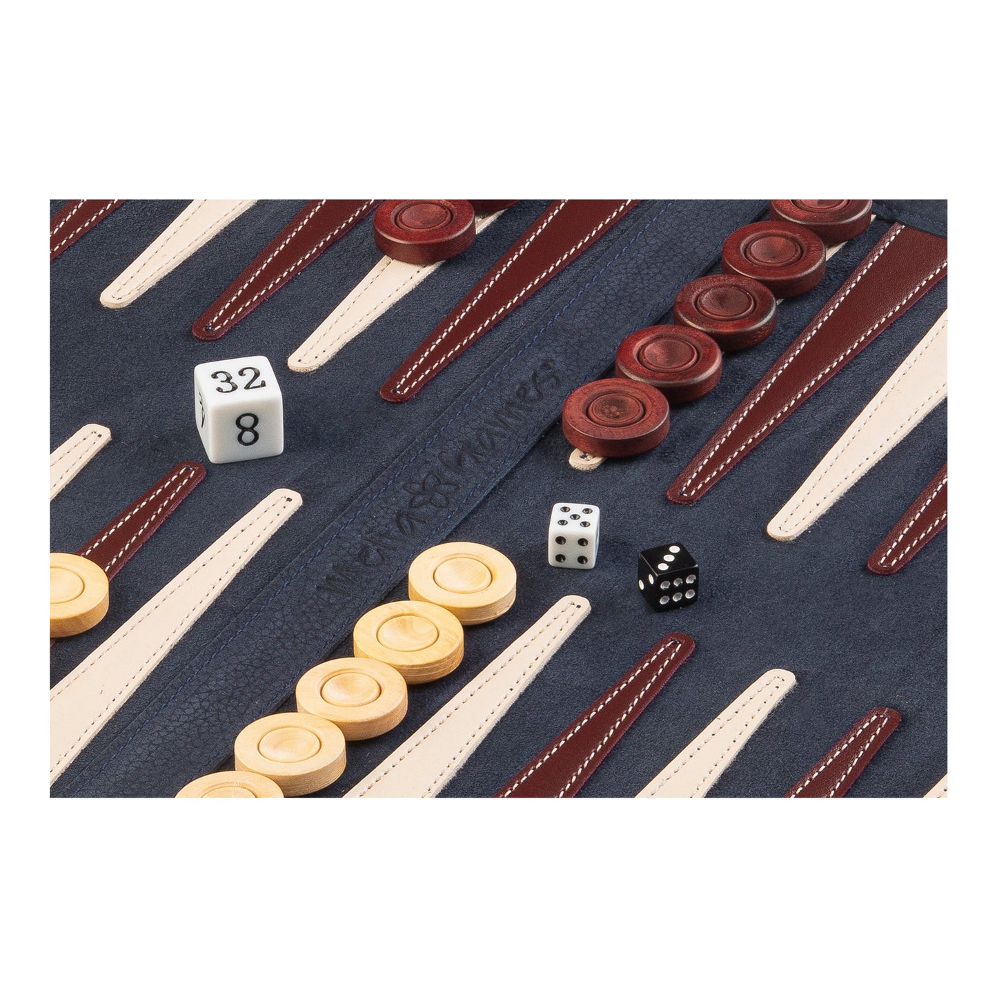 Roll up Leather Backgammon Set - Les Bleus - Travel