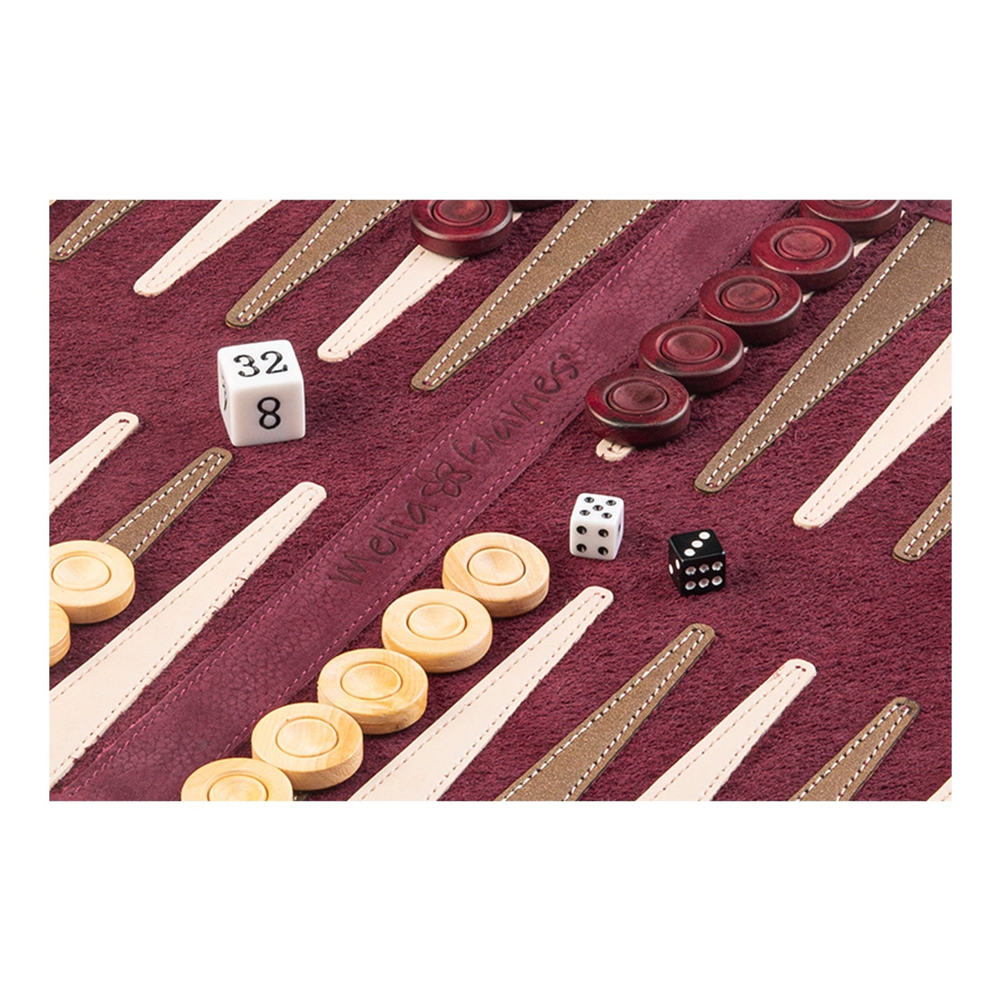 Roll up Leather Backgammon Set - Bordeaux - Travel