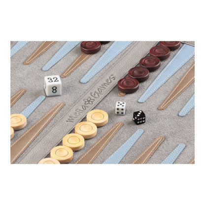 Roll up Leather Backgammon Set - Champagne - Travel