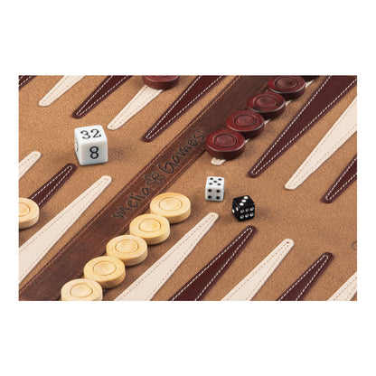 Roll up Leather Backgammon Set - Vintage Edition Tobacco - Travel